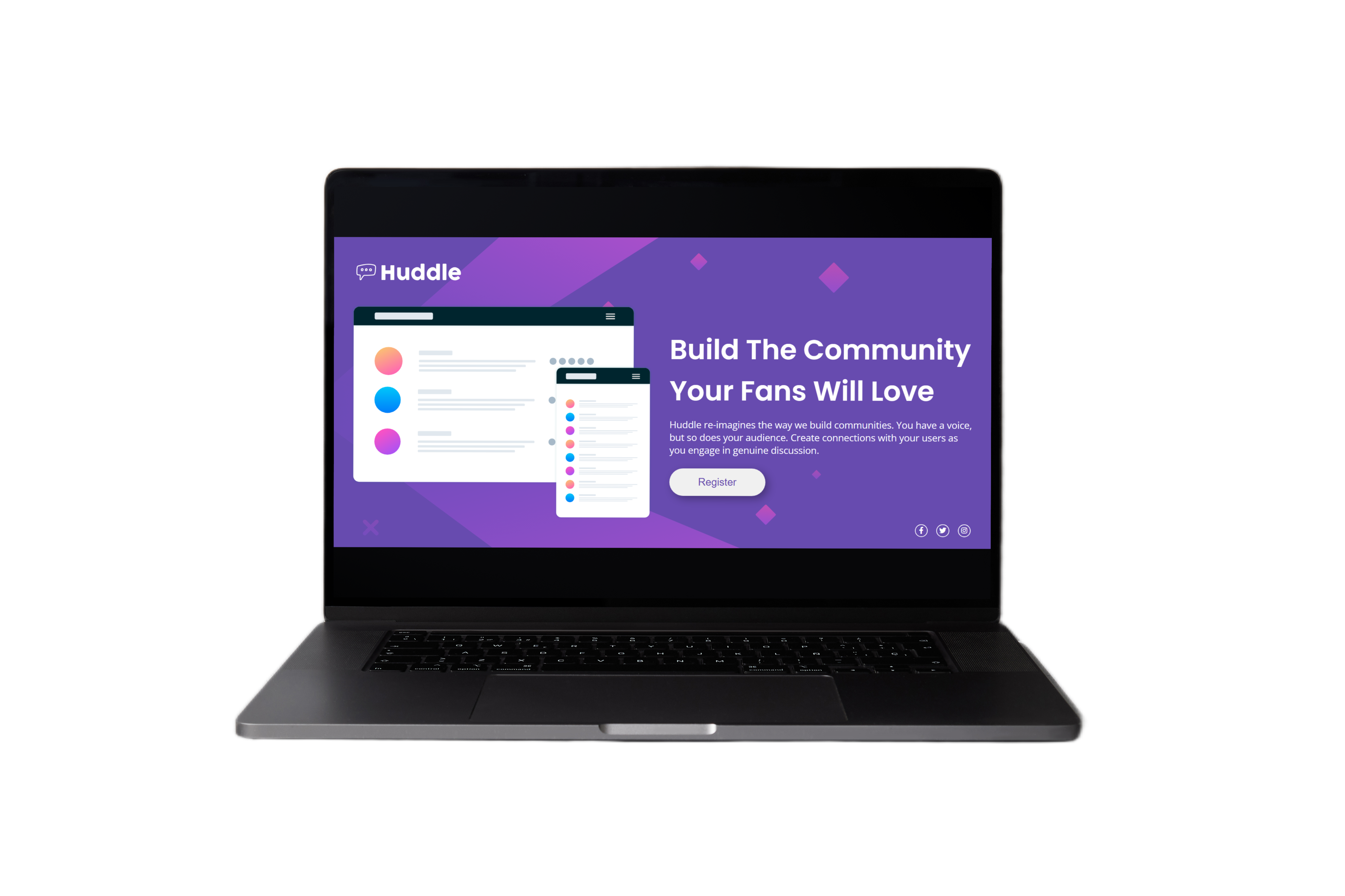 Mockup da interface de login do projeto Huddle Base